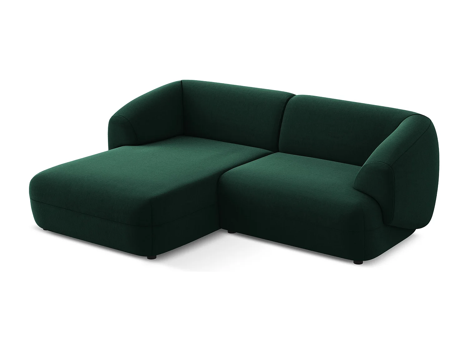 Canapé d'angle 2,5 places modulaire gauche en velours - bouteille verte - MOANA