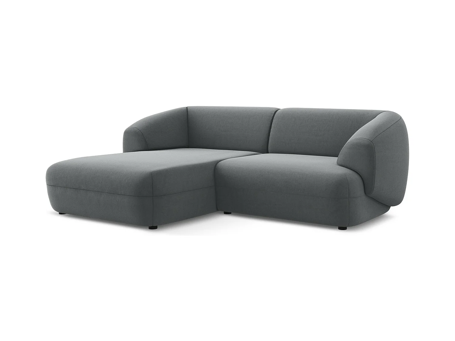 Canapé d'angle 2,5 places modulaire gauche en velours - acier - MOANA