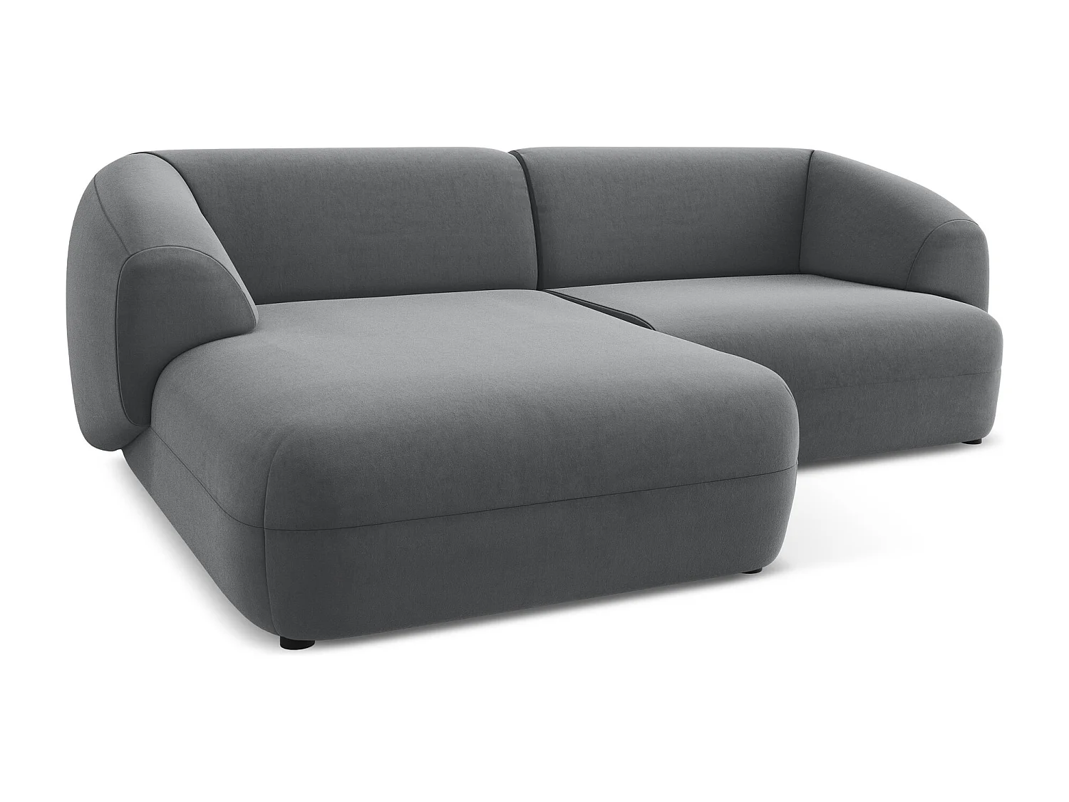 Canapé d'angle 2,5 places modulaire gauche en velours - acier - MOANA