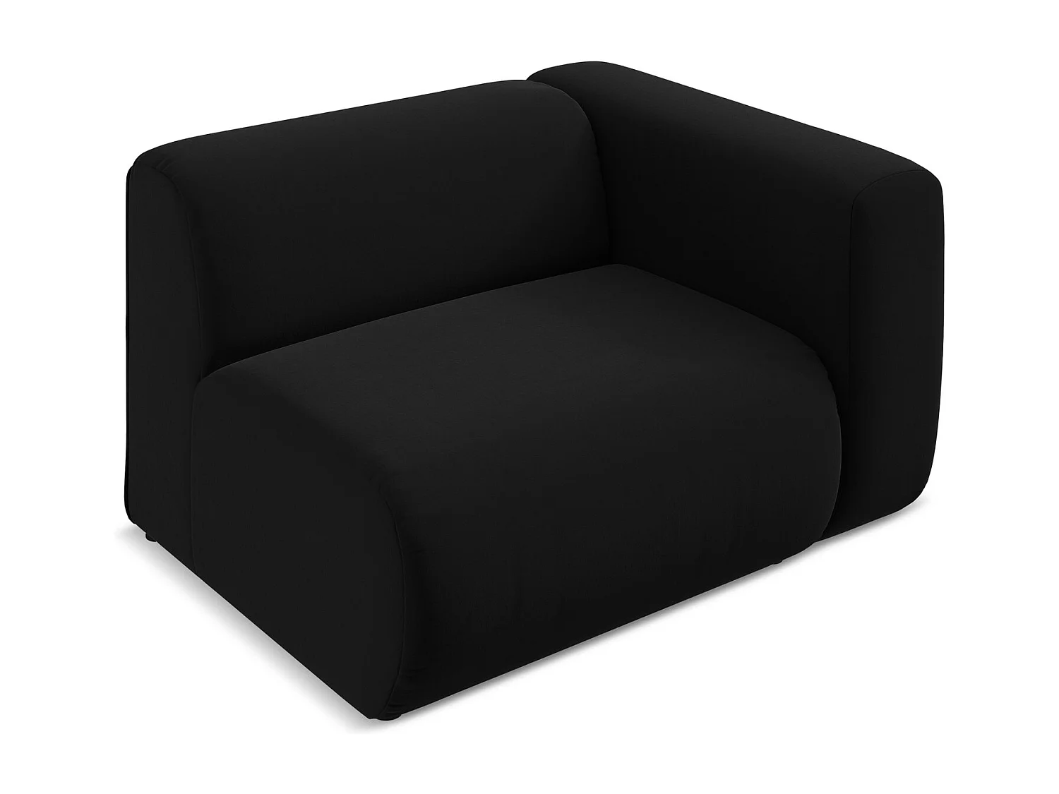 Module avec accoudoirs droit en velours - noir - EKAHI