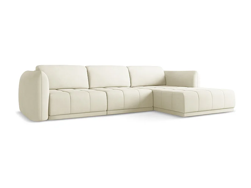 Canapé d'angle droit en tissu chenille - beige - HOKU