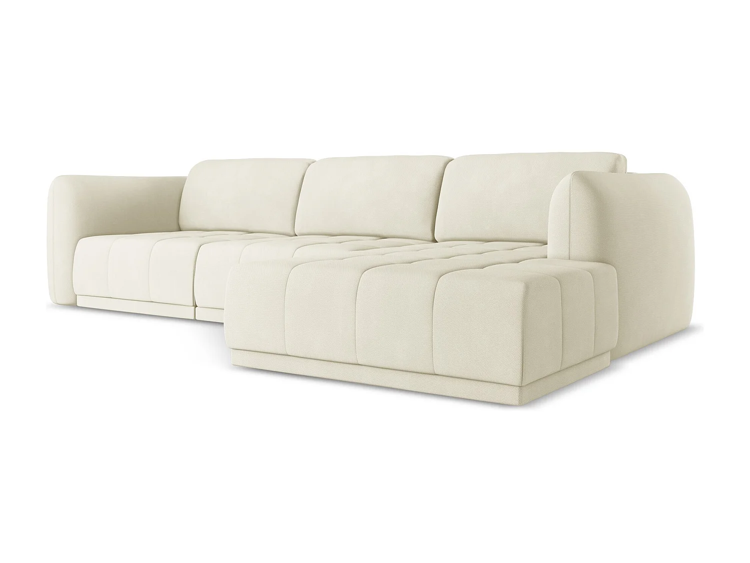 Canapé d'angle droit en tissu chenille - beige - HOKU