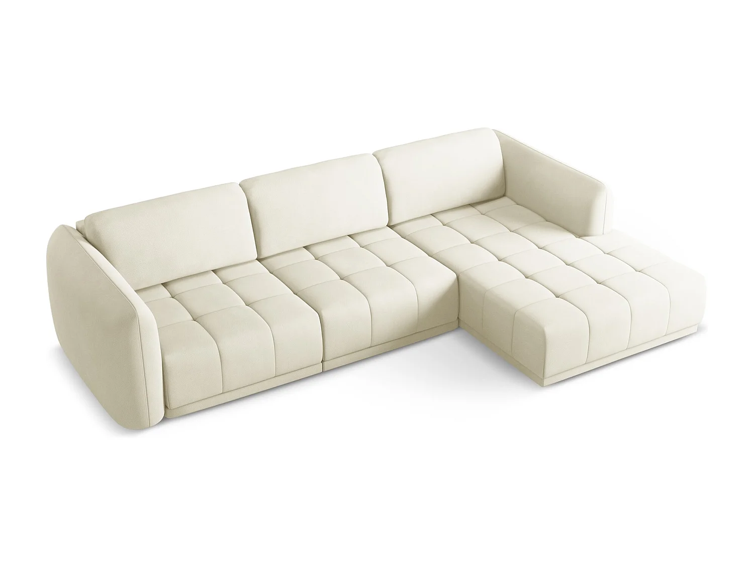 Canapé d'angle droit en tissu chenille - beige - HOKU