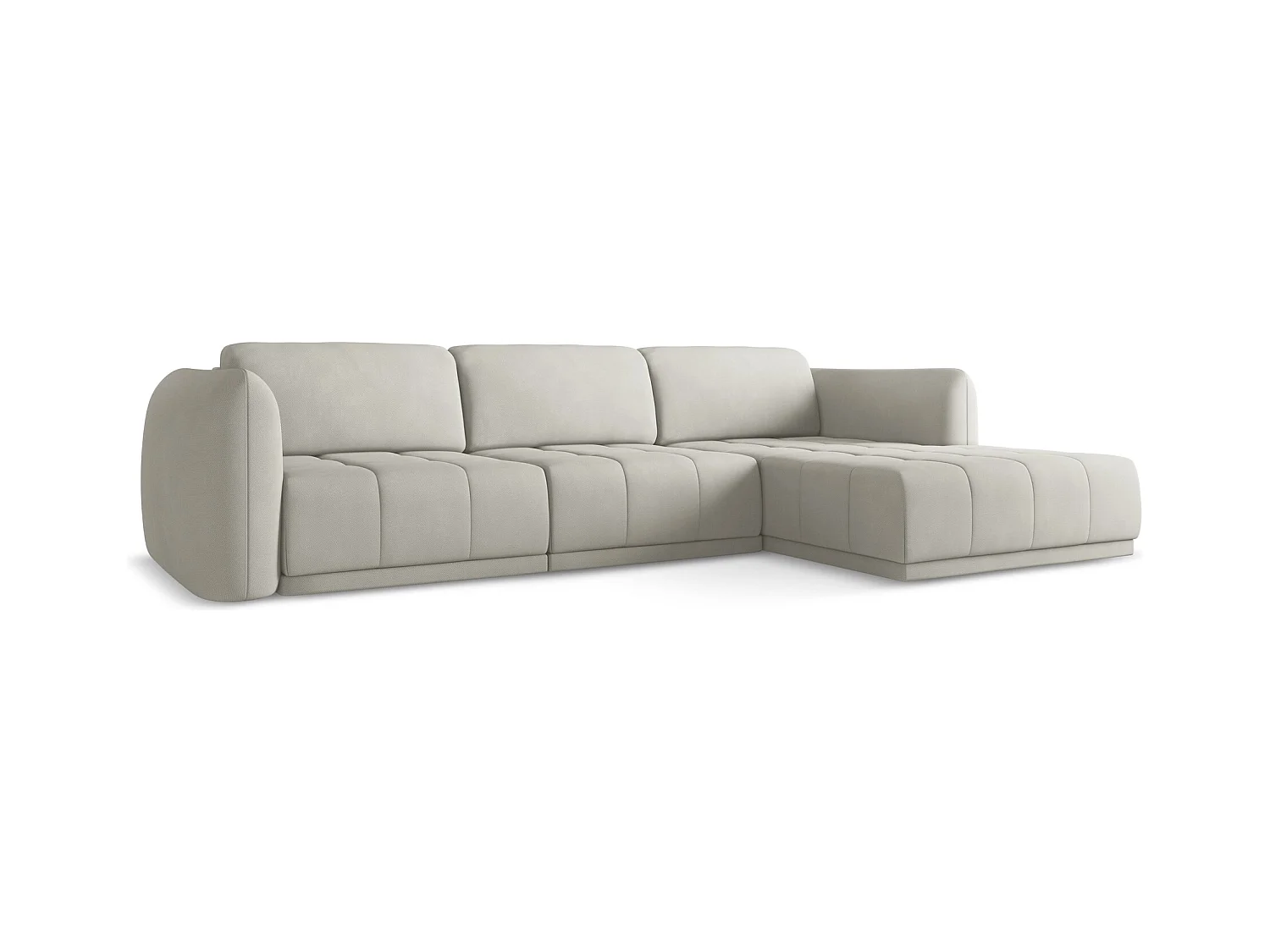 Ecksofa - Ecke Rechts - Chenille - Beige - HOKU