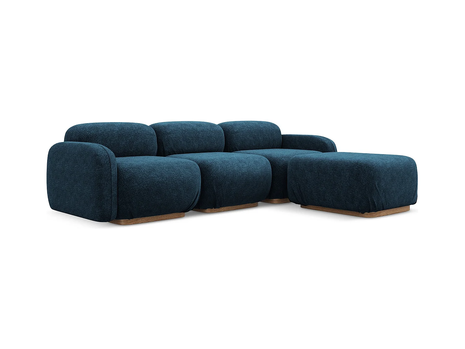Modulares Ecksofa Beidseitig - - Chenille - Königsblau - AILANI