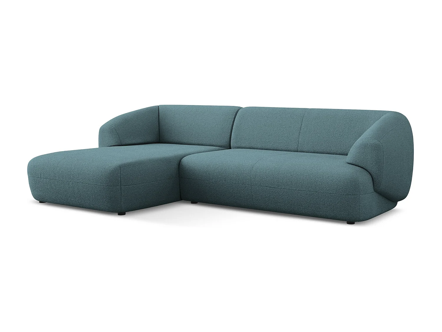 Narożnik lewostronny - z tkaniny bouclé - jeans - MOANA