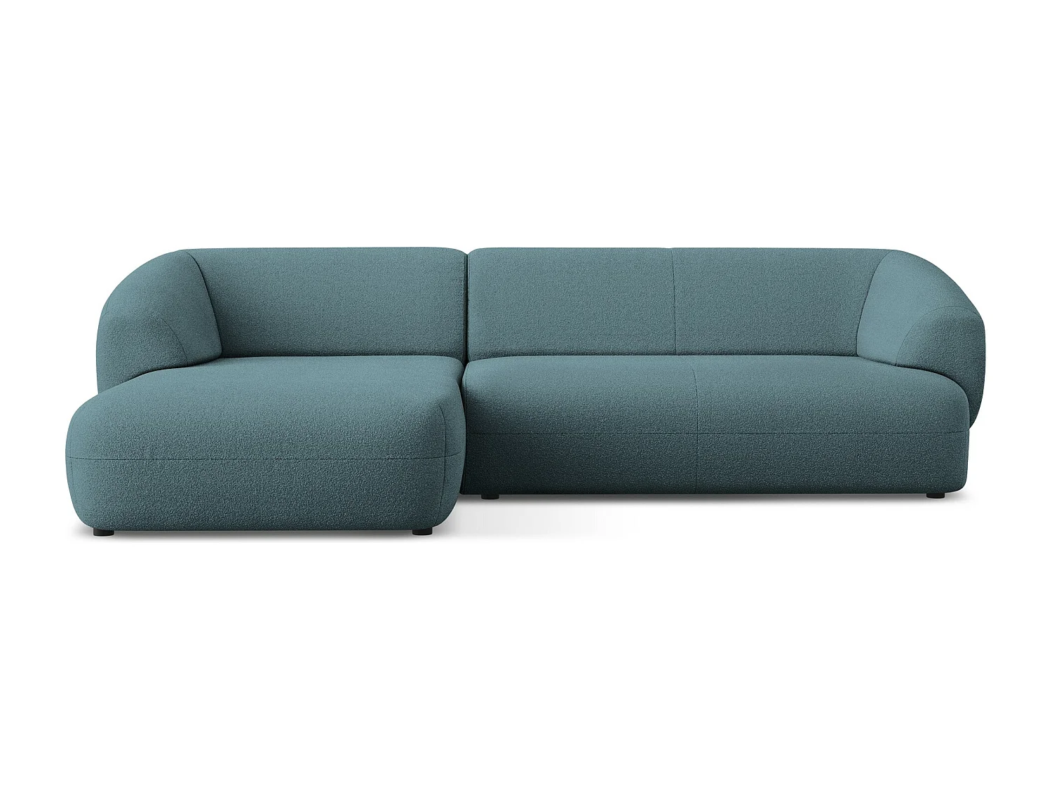 Narożnik lewostronny - z tkaniny bouclé - jeans - MOANA