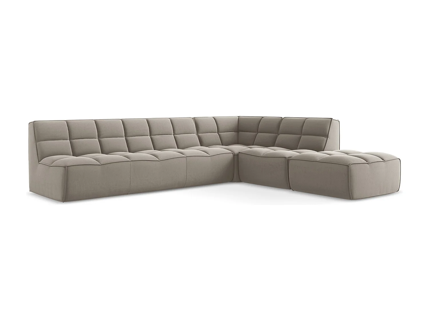 5-Sitzer Modulares Ecksofa - Ecke Rechts - Samt - Taupe - KALAI