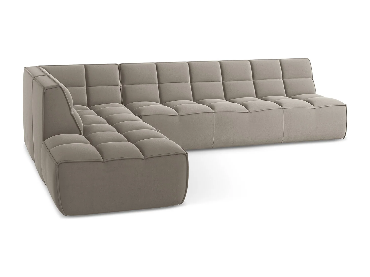 5-Sitzer Modulares Ecksofa - Ecke Rechts - Samt - Taupe - KALAI