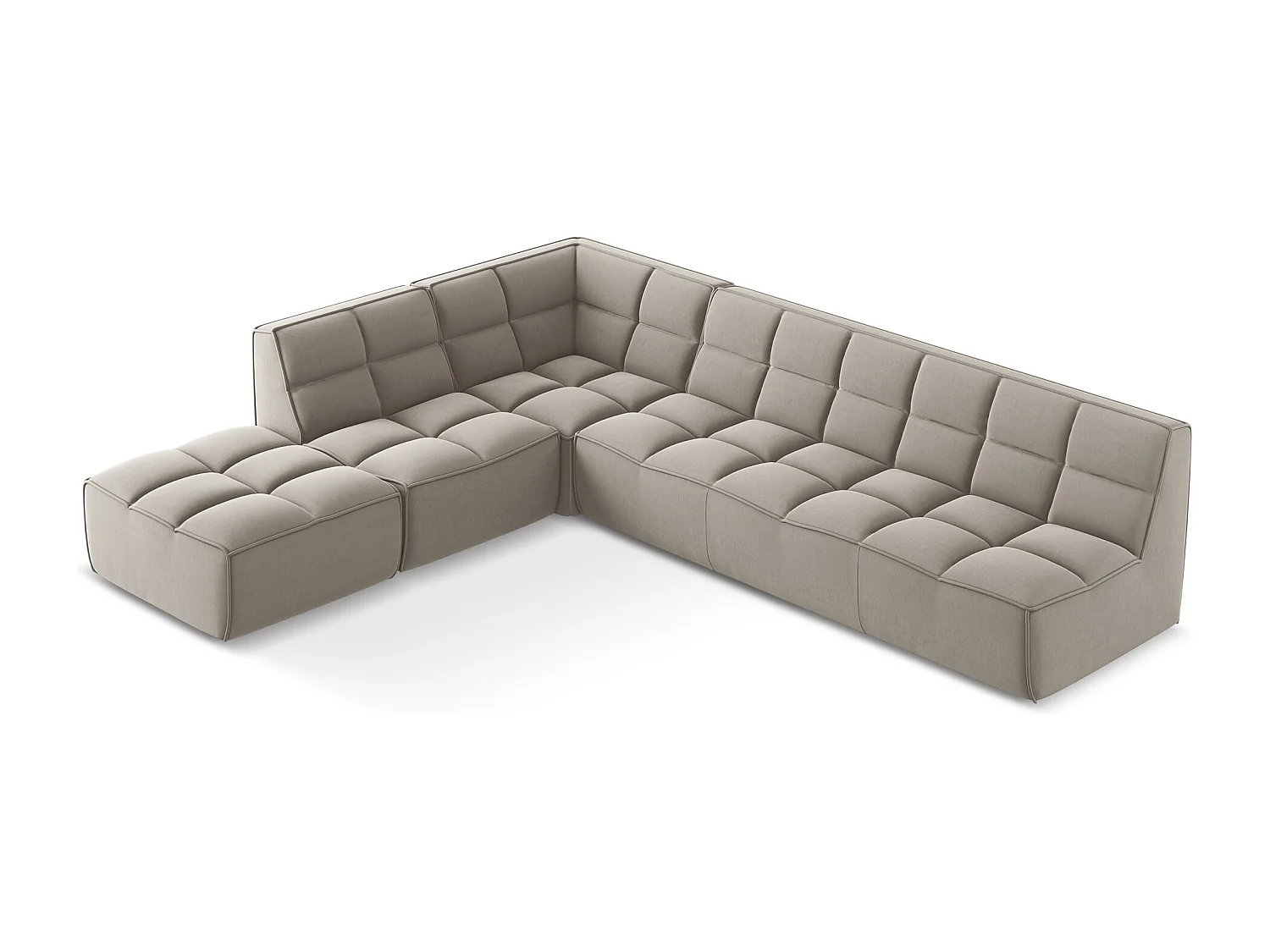5-Sitzer Modulares Ecksofa - Ecke Rechts - Samt - Taupe - KALAI