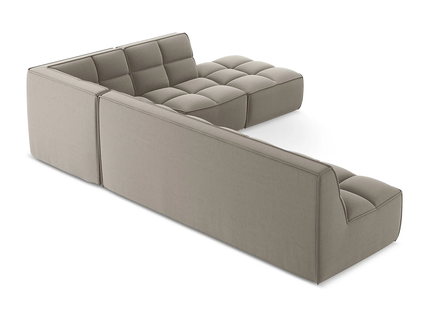 5-Sitzer Modulares Ecksofa - Ecke Rechts - Samt - Taupe - KALAI