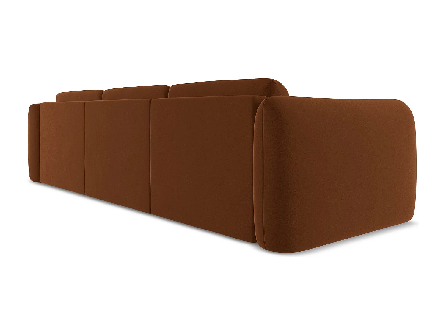 Ecksofa - Ecke Rechts - Samt - Terrakotta - HOKU