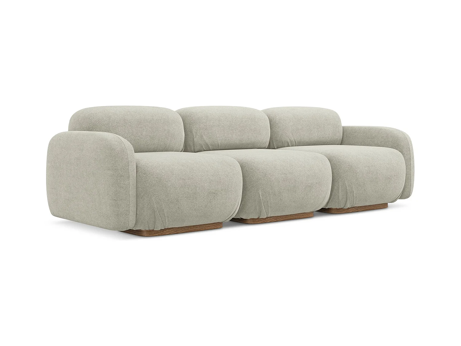 Vierzits modulaire bank van lichtbeige bouclé - AILANI