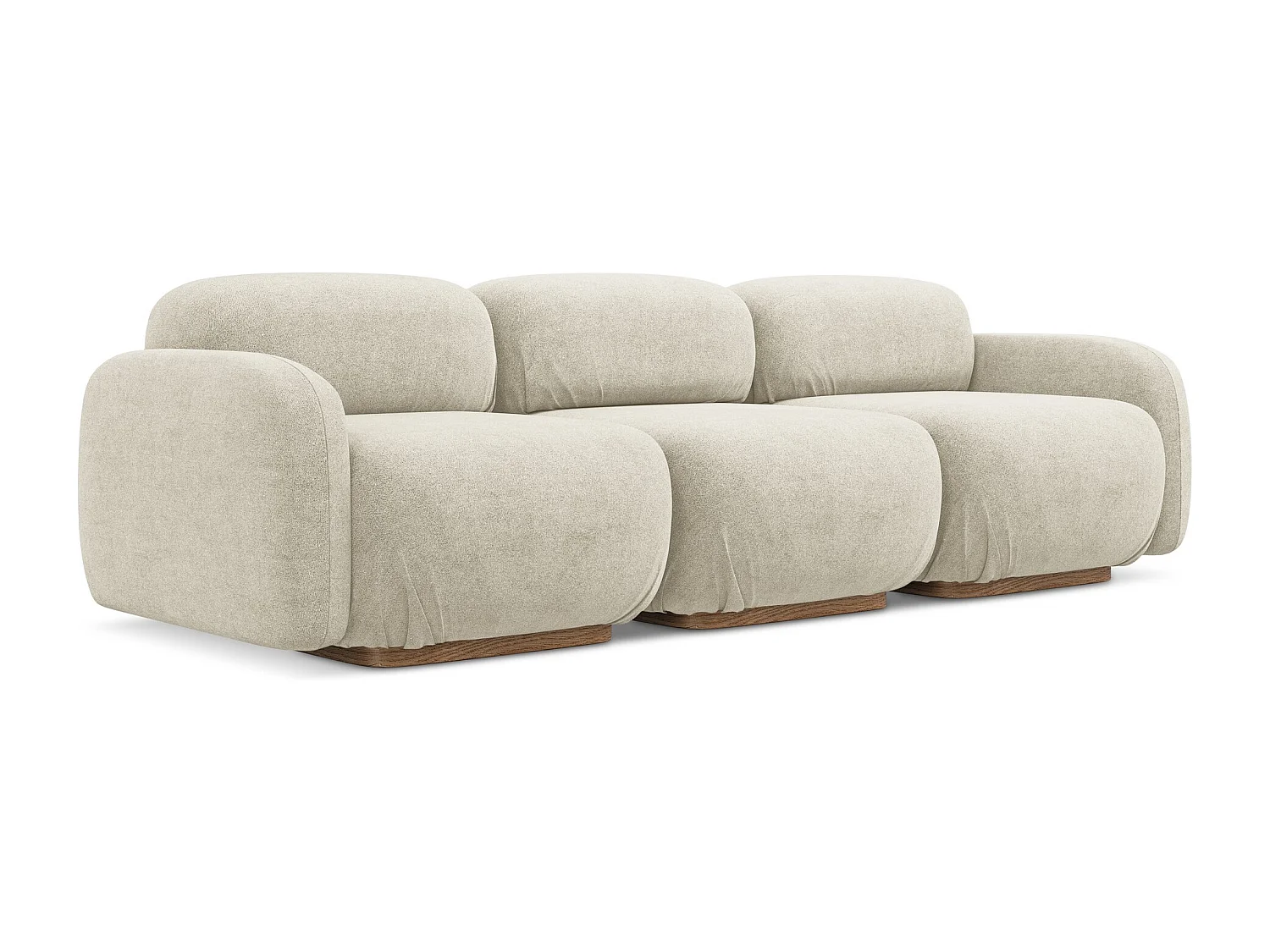 Vierzits modulaire bank van lichtbeige bouclé - AILANI