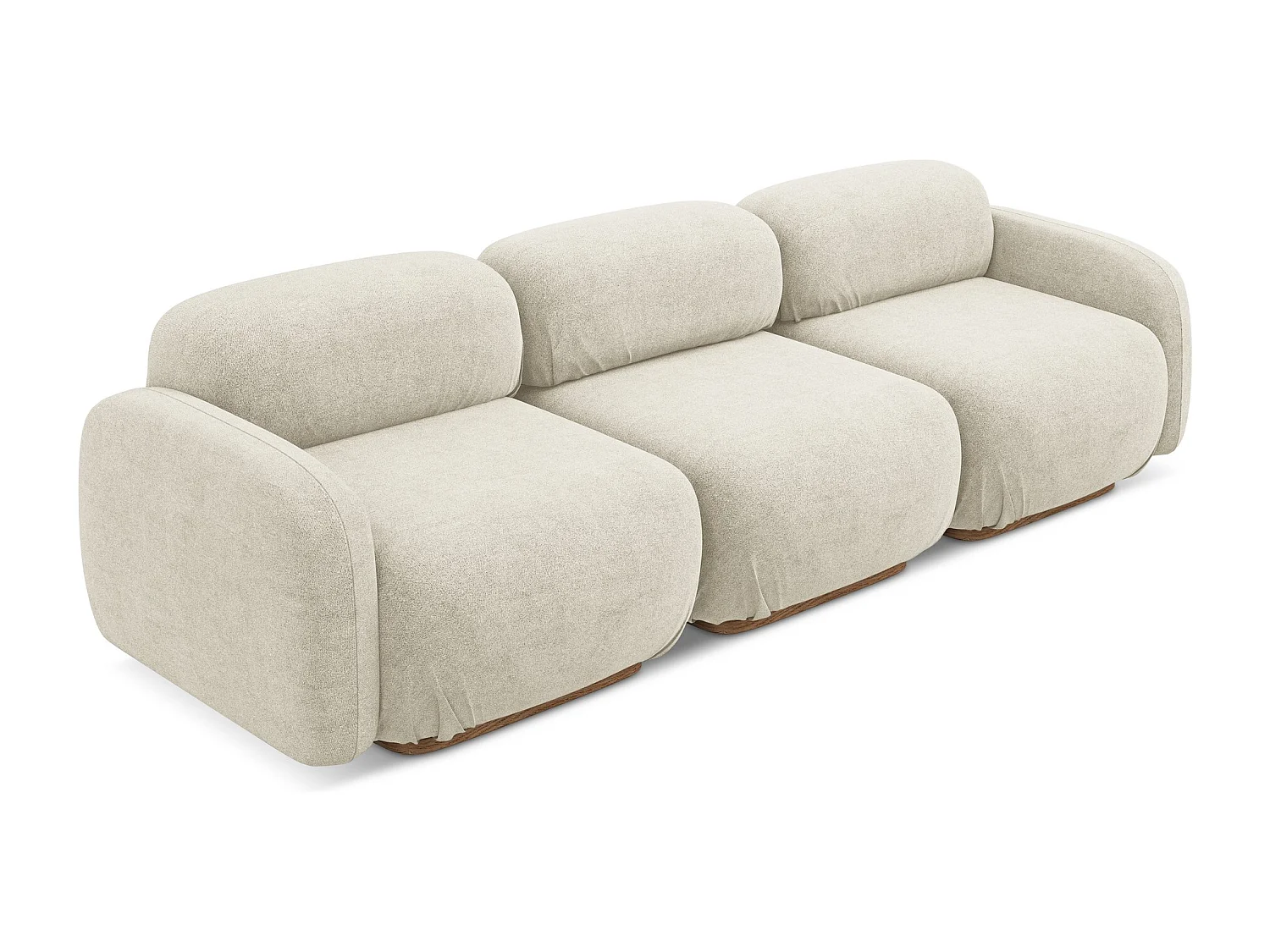 Vierzits modulaire bank van lichtbeige bouclé - AILANI