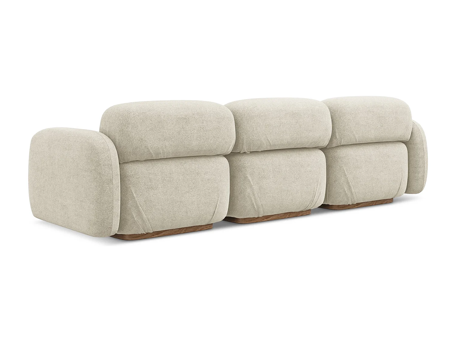 Vierzits modulaire bank van lichtbeige bouclé - AILANI