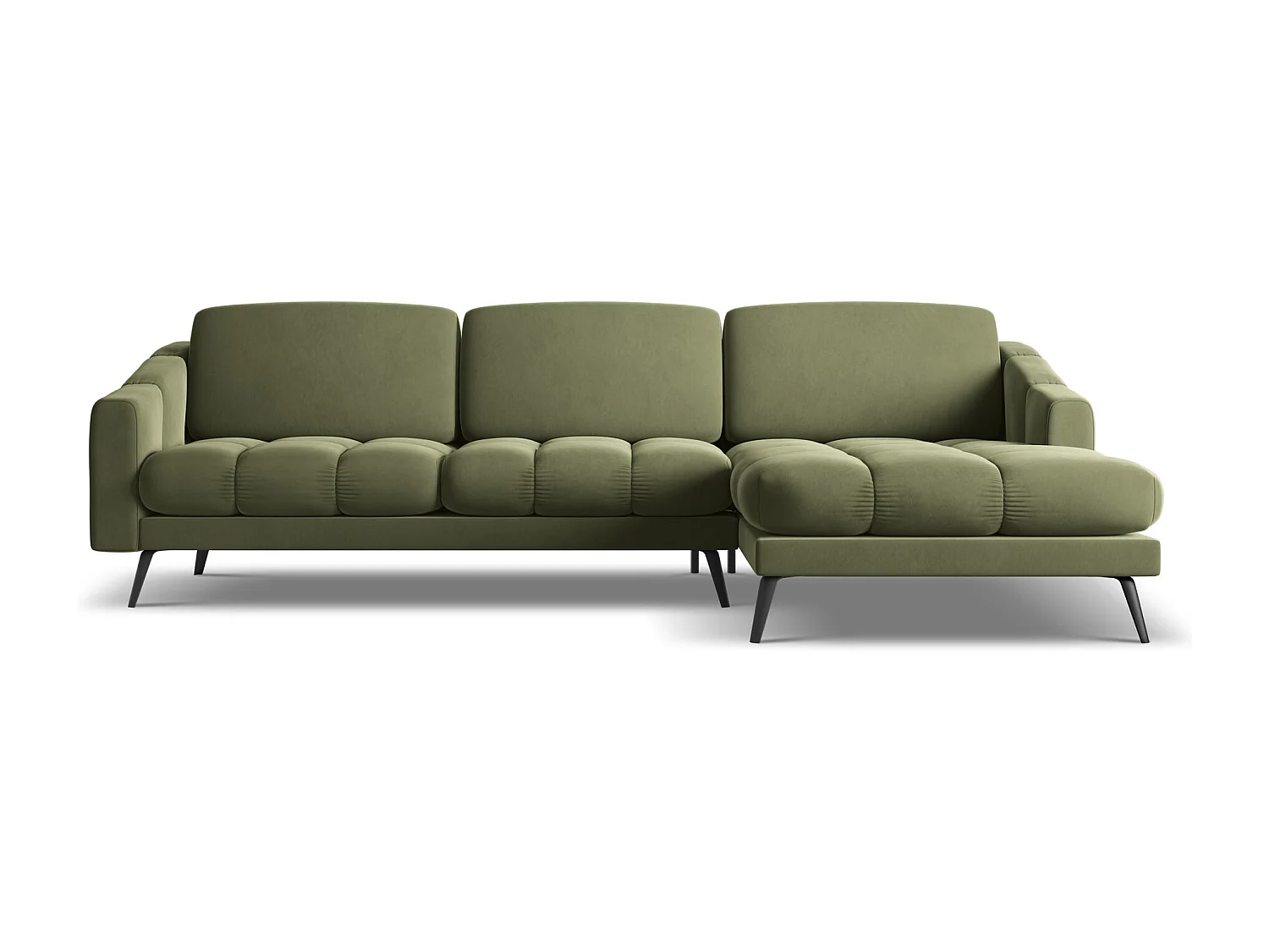 Canapé d'angle droit en velours - olive - NALU