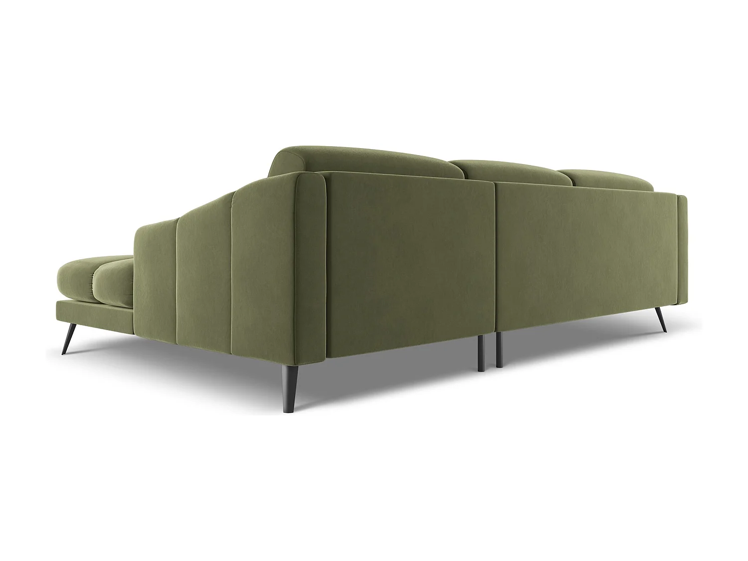 Canapé d'angle droit en velours - olive - NALU