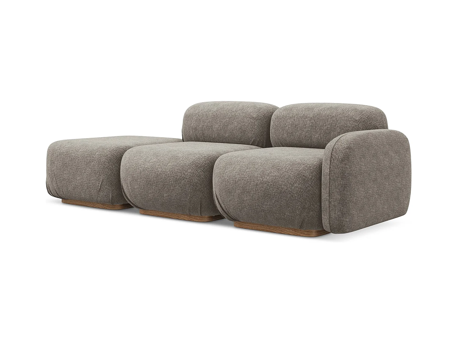 Canapé modulable 3 places gauche en tissu chenille - taupe - AILANI