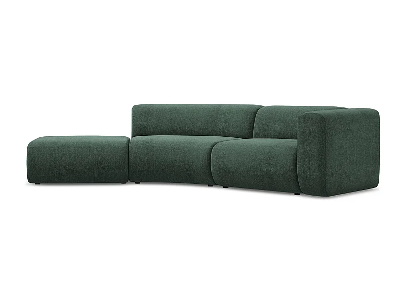 Canapé modulable 4 places gauche en tissu chenille - vert - EKAHI