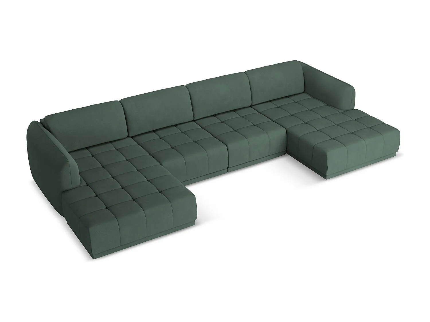 Canapé d'angle panoramique en tissu chenille - vert - HOKU