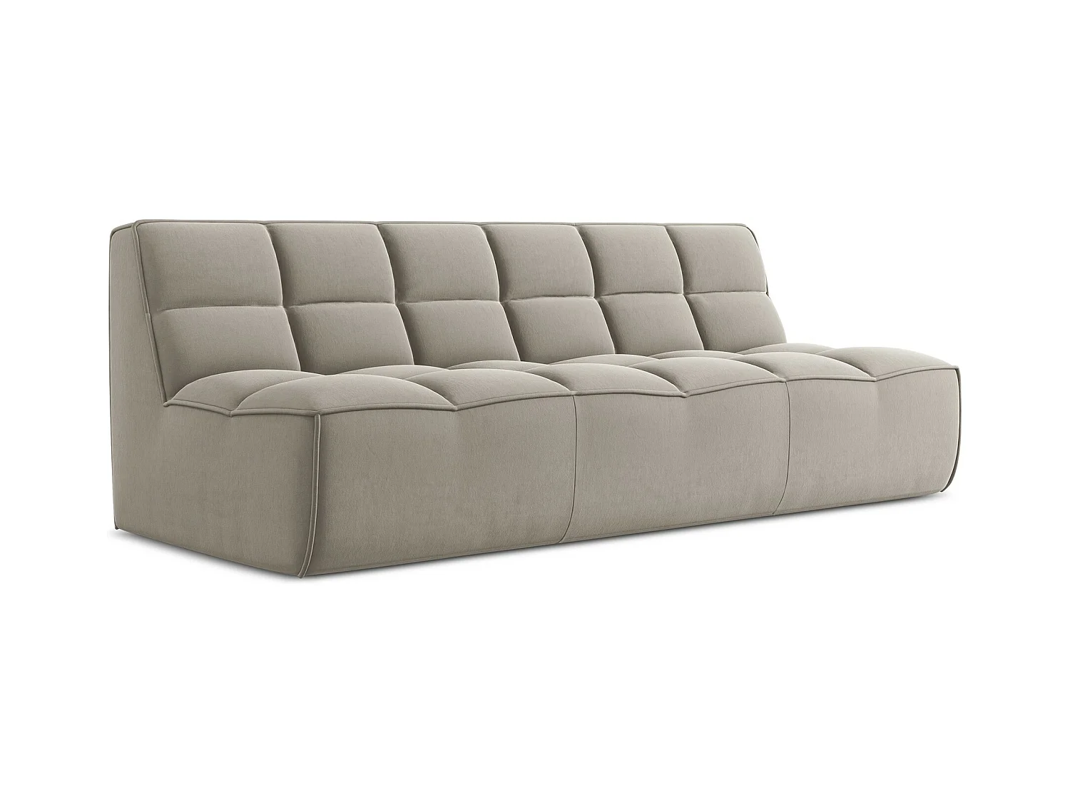 Driezits modulaire bank van taupe velours - KALAI