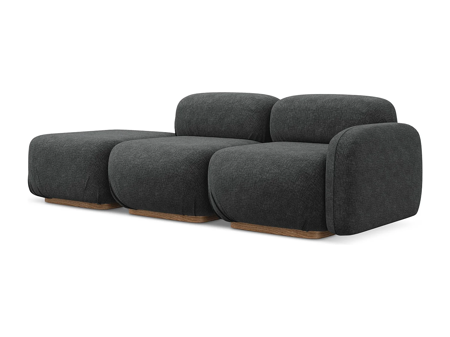 Canapé modulable 3 places gauche en tissu chenille - acier - AILANI