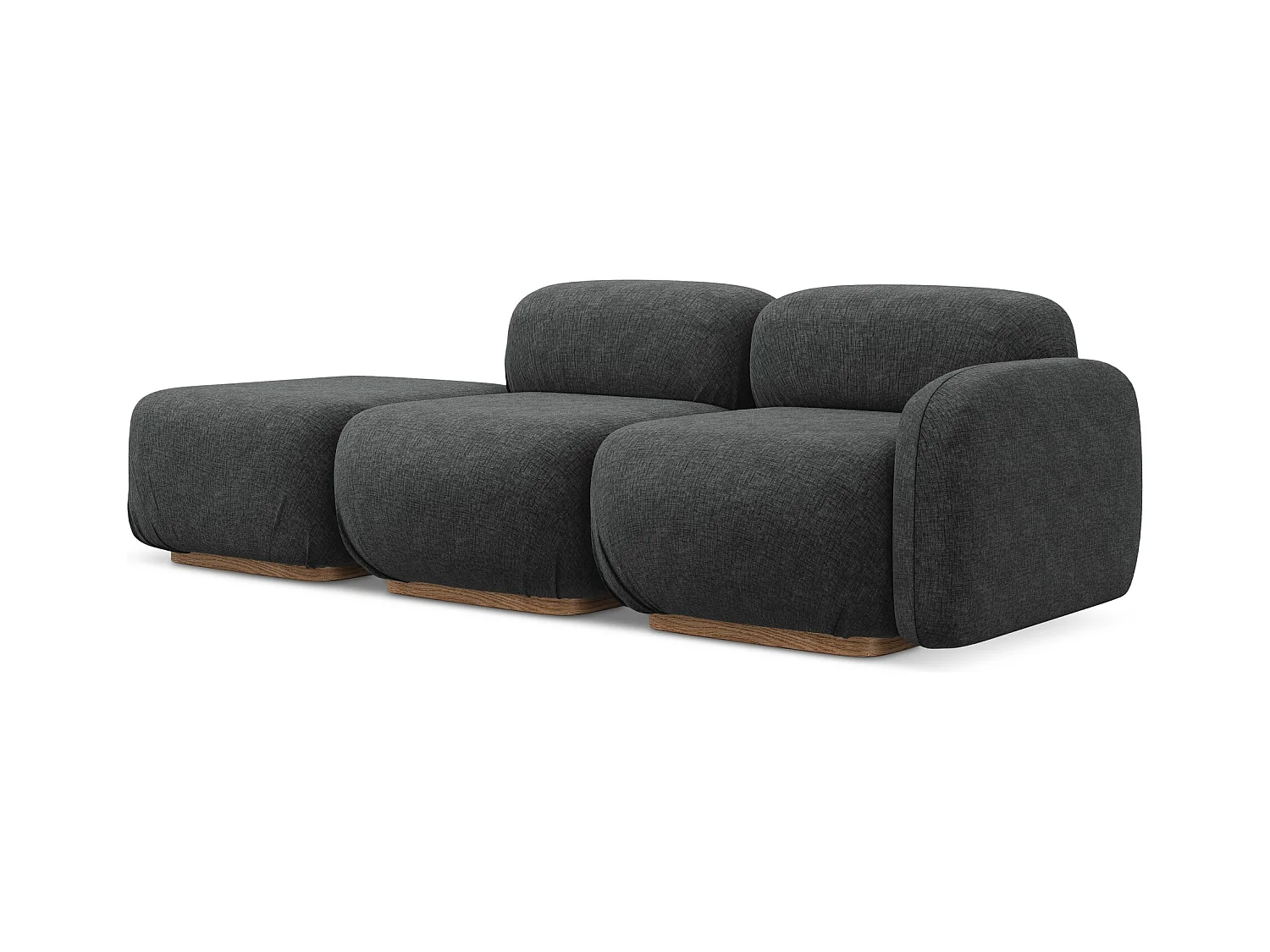 Canapé modulable 3 places gauche en tissu chenille - acier - AILANI