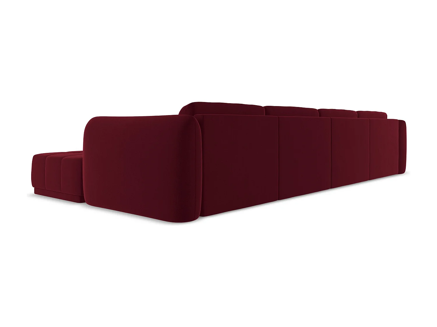 Canapé d'angle panoramique en velours - bourgogne - HOKU