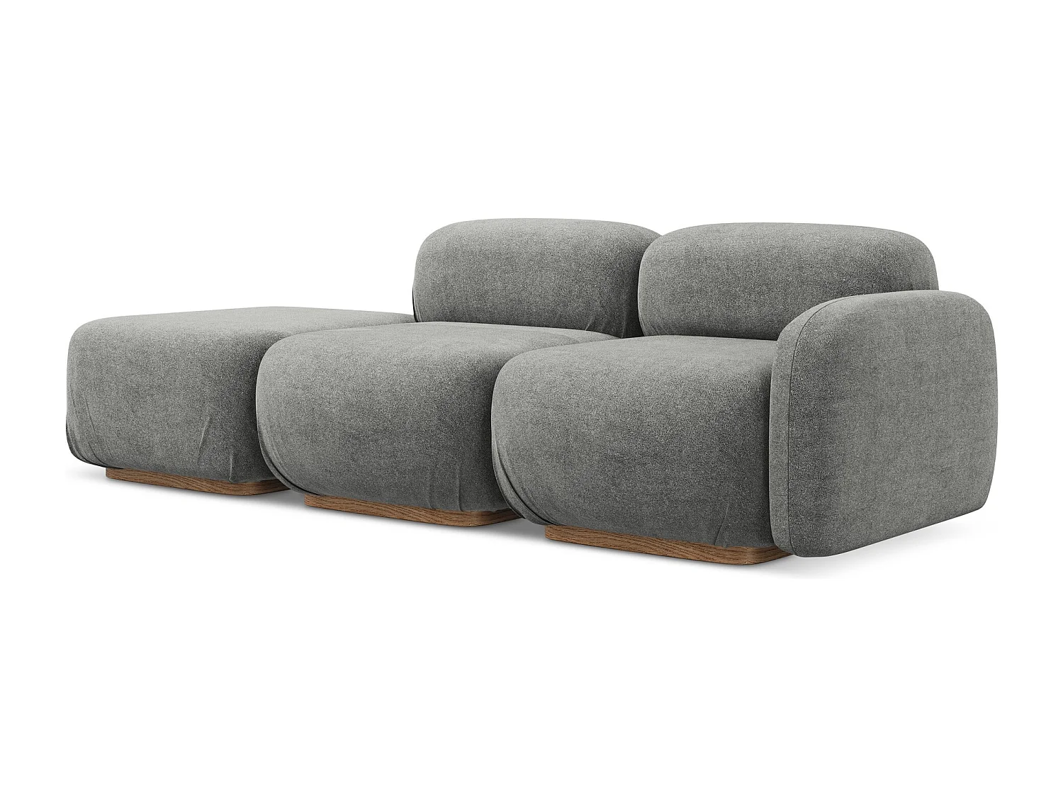 Canapé modulable 3 places gauche en tissu bouclette - beige gris - AILANI