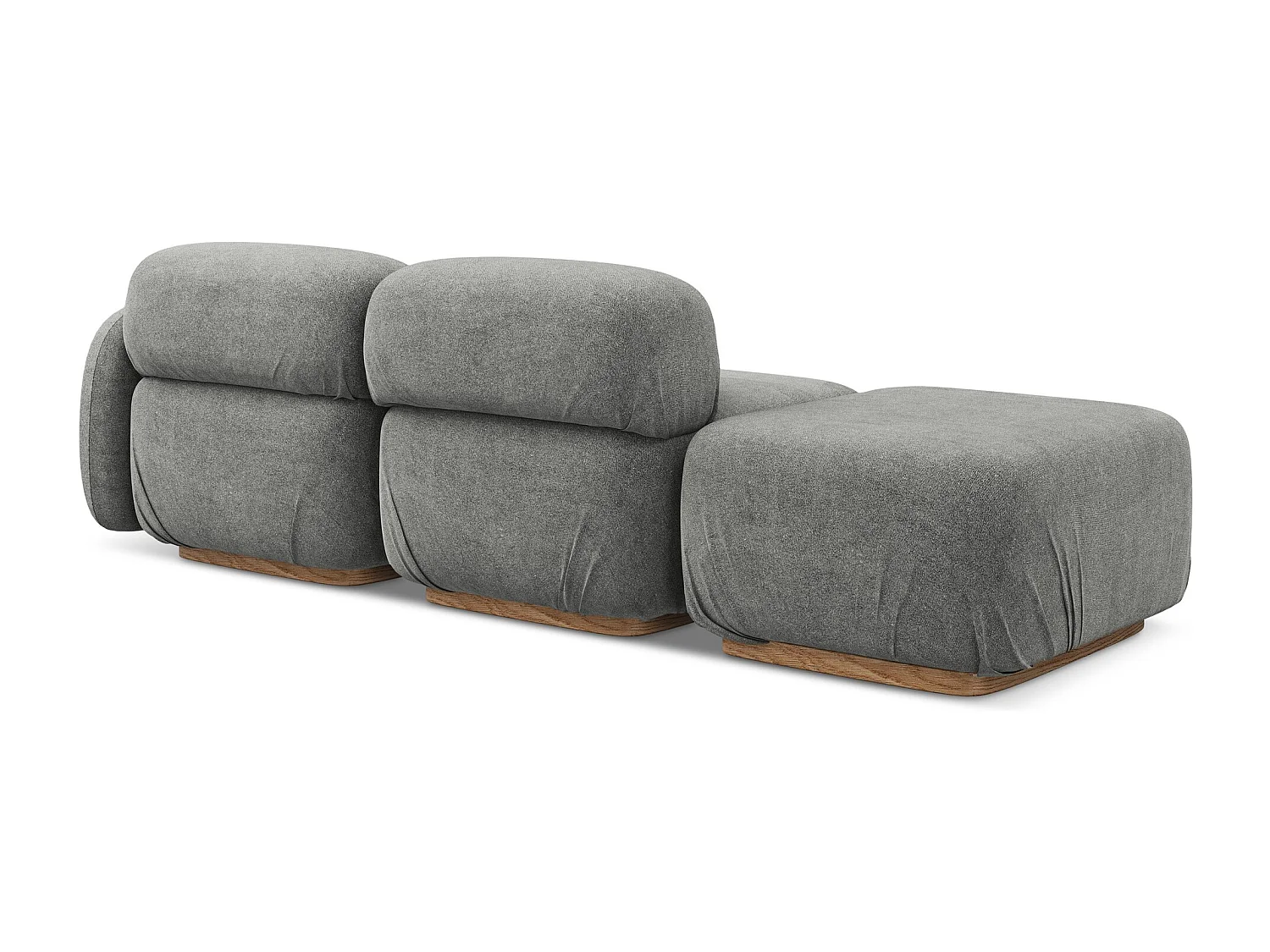 Canapé modulable 3 places gauche en tissu bouclette - beige gris - AILANI