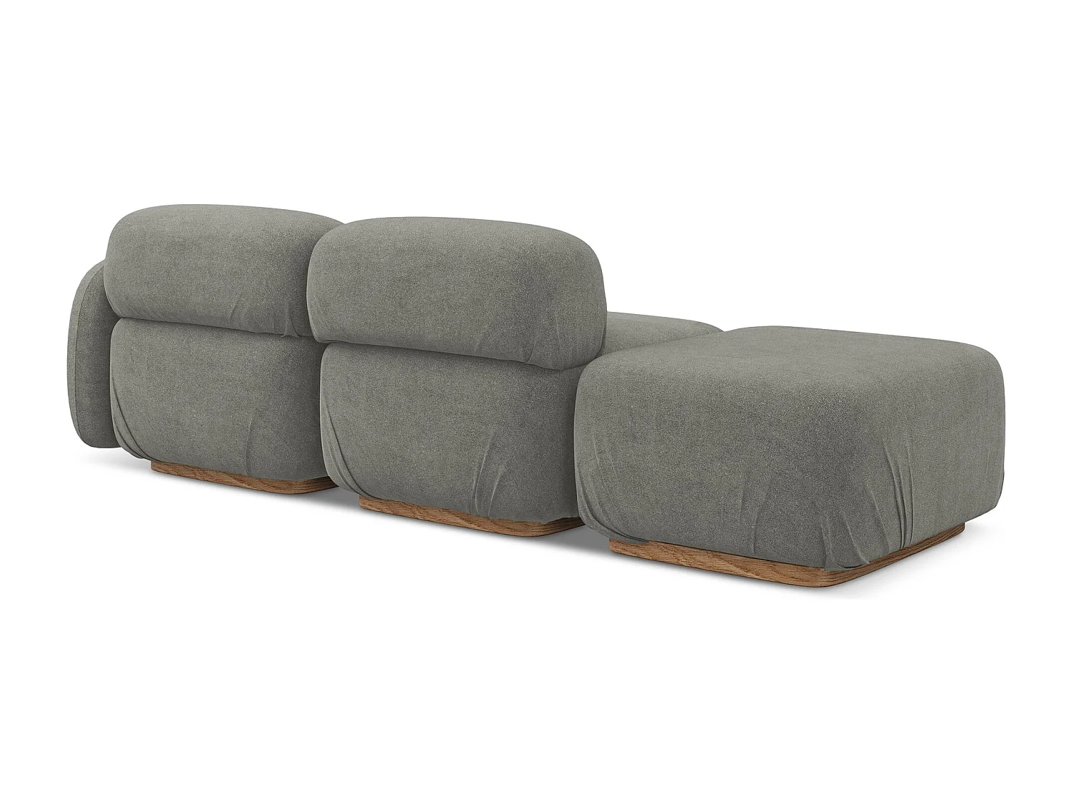 Canapé modulable 3 places gauche en tissu bouclette - beige gris - AILANI