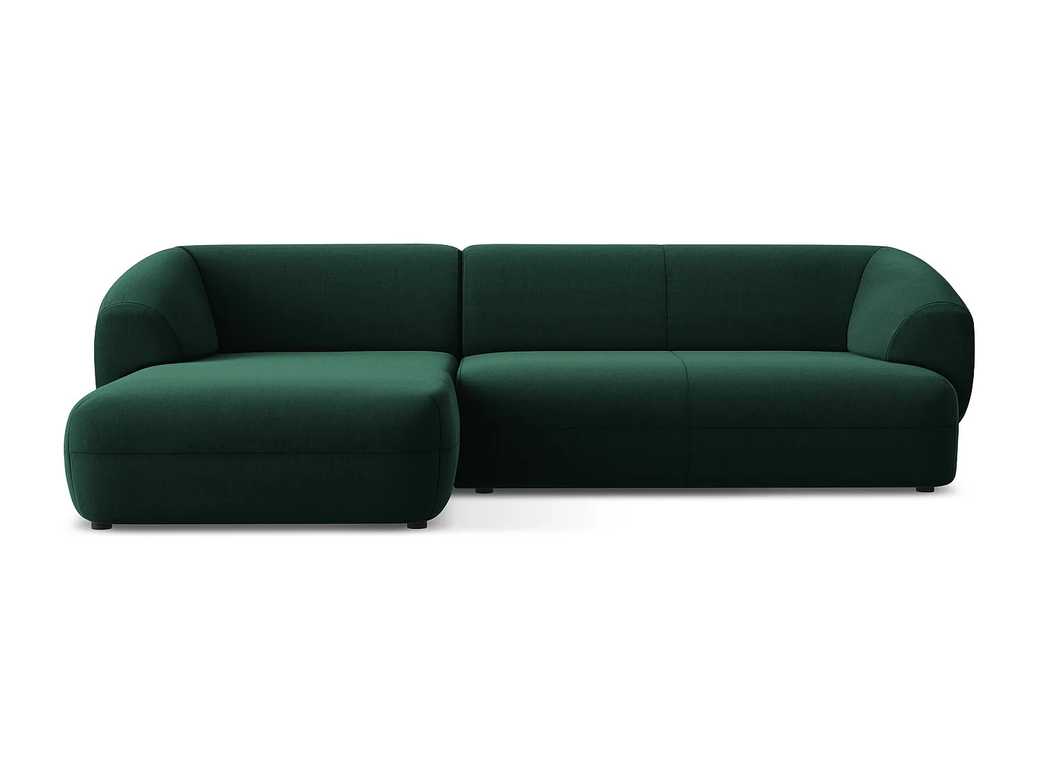 3-Sitzer Modulares Ecksofa - Ecke Links - Samt - Flaschengrün - MOANA