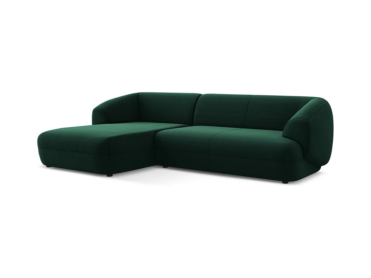 3-Sitzer Modulares Ecksofa - Ecke Links - Samt - Flaschengrün - MOANA