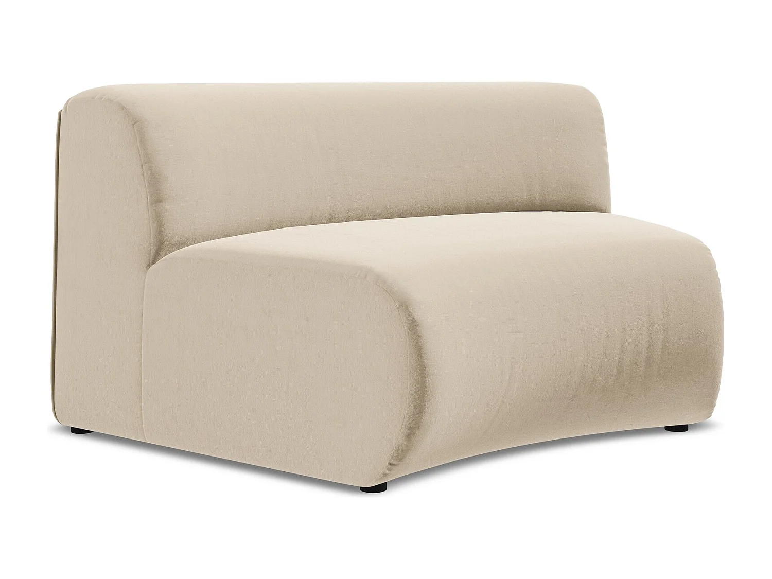 Fauteuil d'angle pour canapé modulable en velours - beige clair - EKAHI