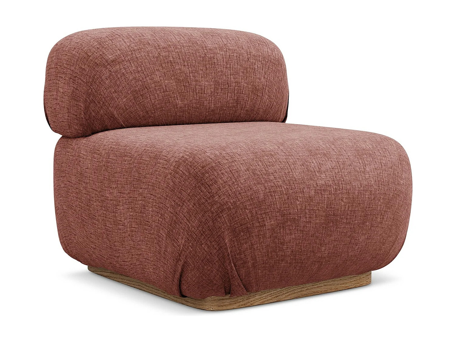 Módulo de sofá central em tecido chenille rosa suave - AILANI