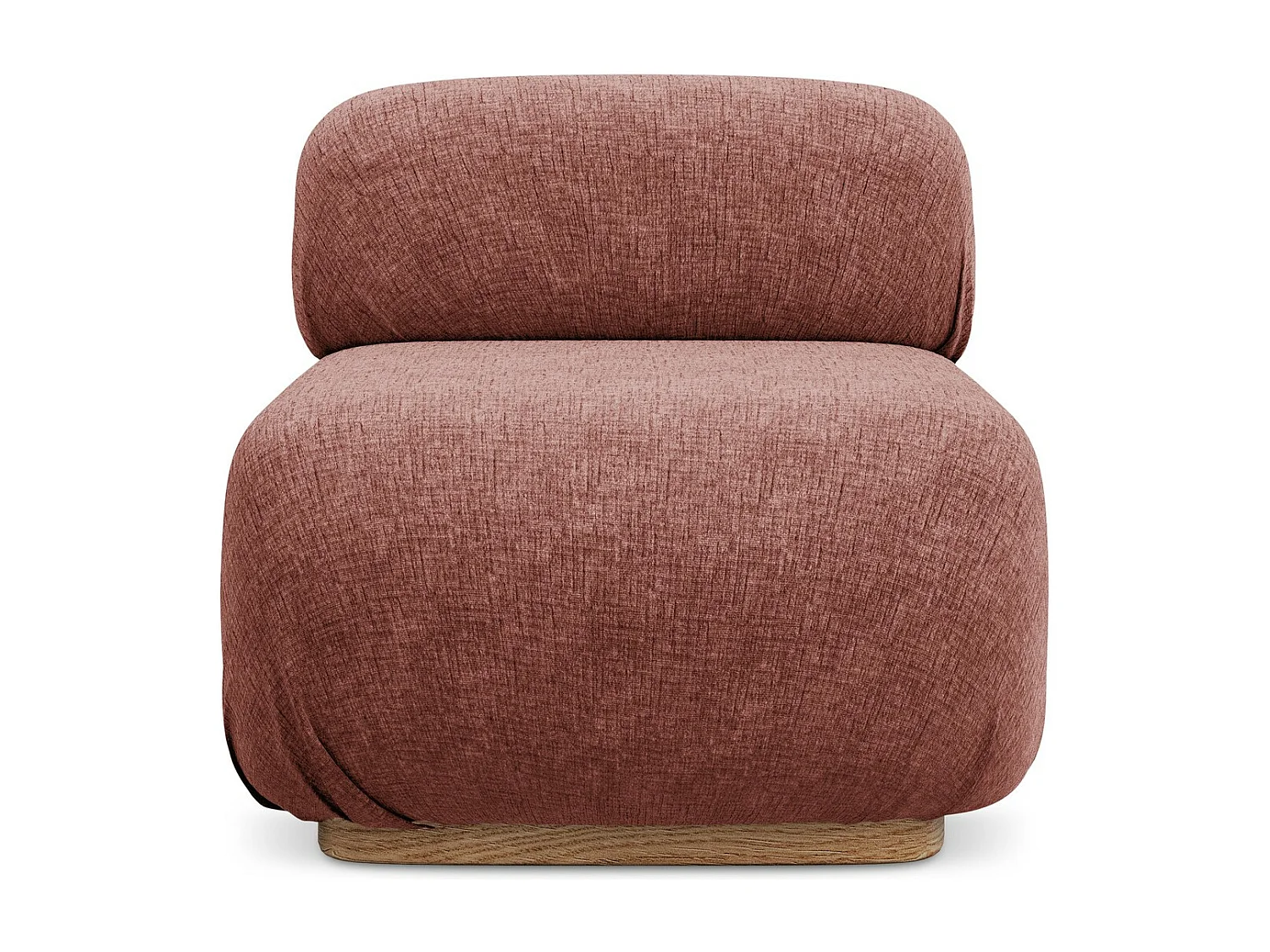 Módulo de sofá central em tecido chenille rosa suave - AILANI