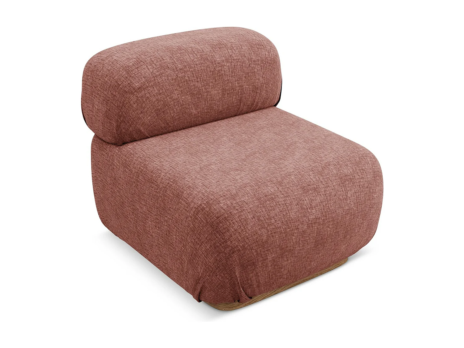 Módulo de sofá central em tecido chenille rosa suave - AILANI