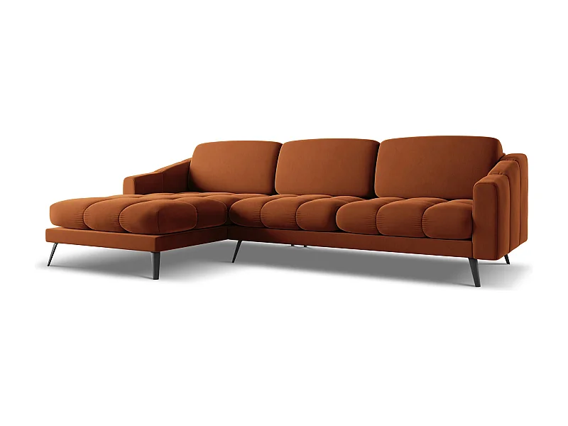 Hoekbank links van terracotta velours - NALU