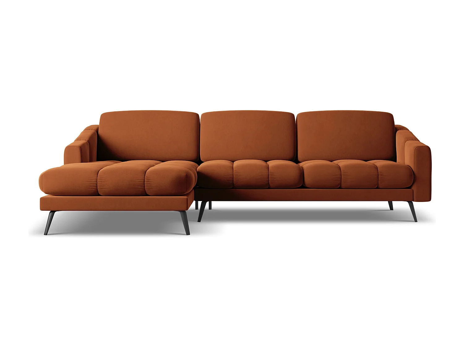 Ecksofa - Ecke Links - Samt - Terrakotta - NALU