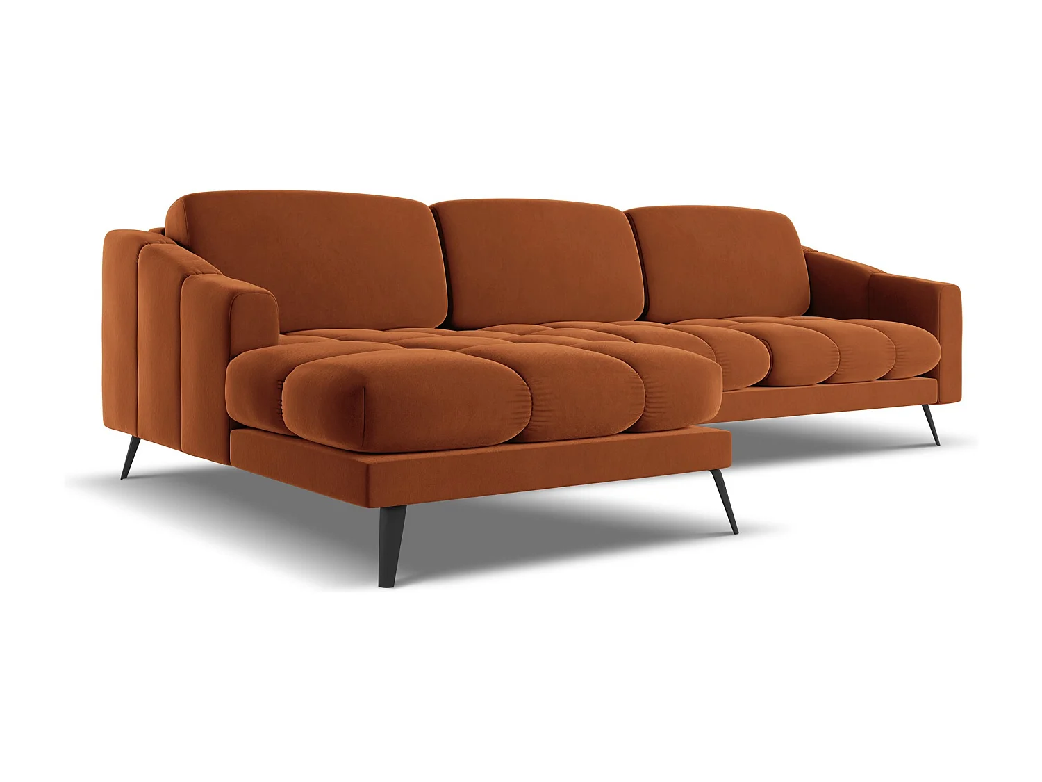 Ecksofa - Ecke Links - Samt - Terrakotta - NALU