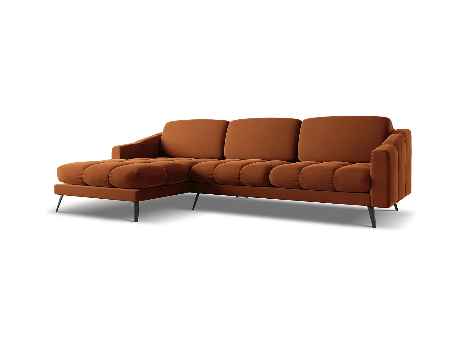 Hoekbank links van terracotta velours - NALU