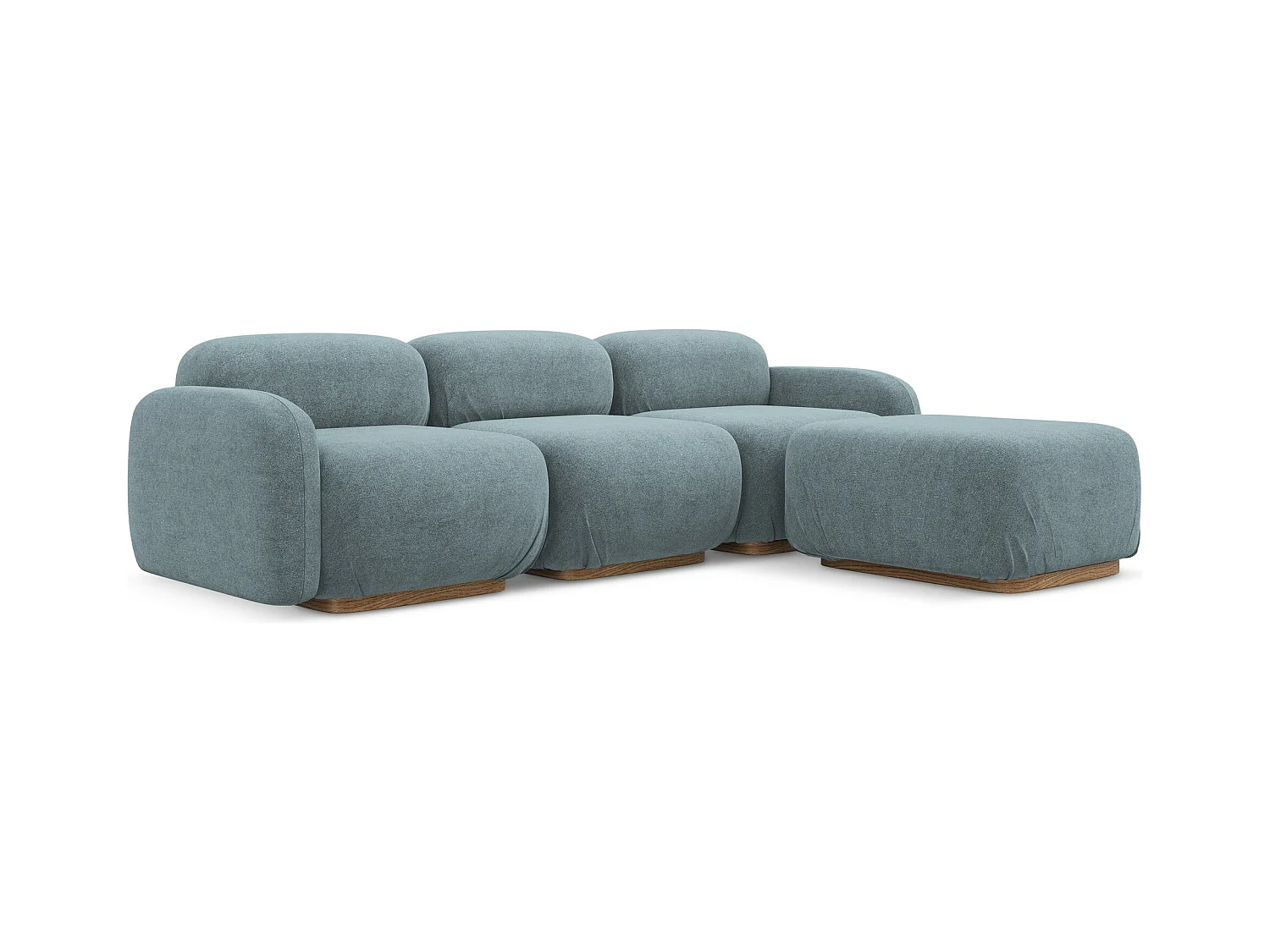 Canapé d'angle réversible en tissu bouclette - jeans - AILANI