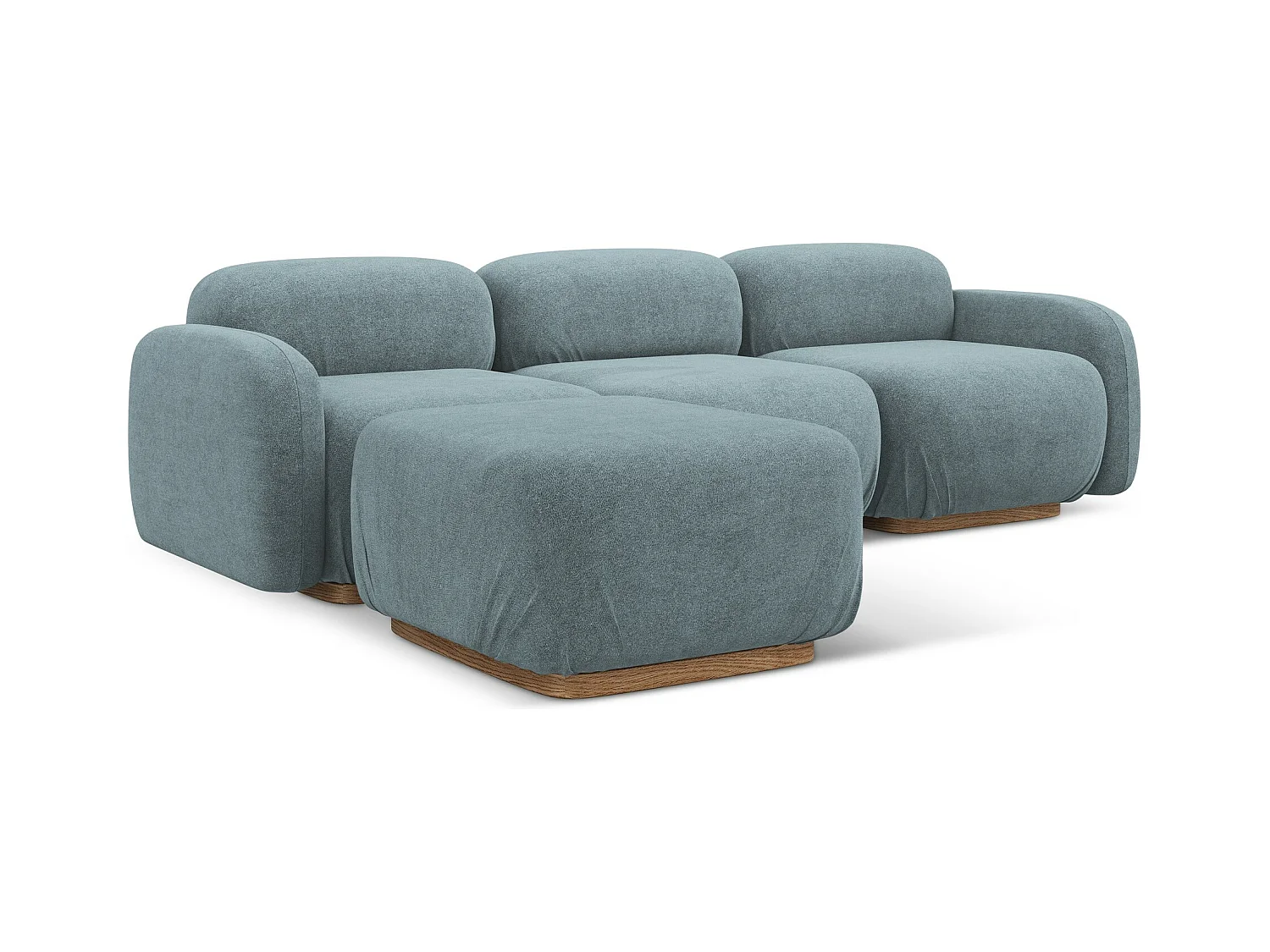 Canapé d'angle réversible en tissu bouclette - jeans - AILANI