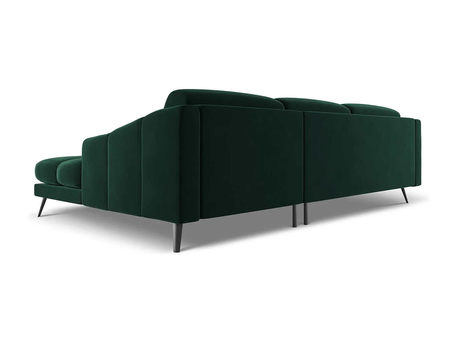 Narożnik prawostronny - z tkaniny welwetowej - butelkowa zieleń - NALU