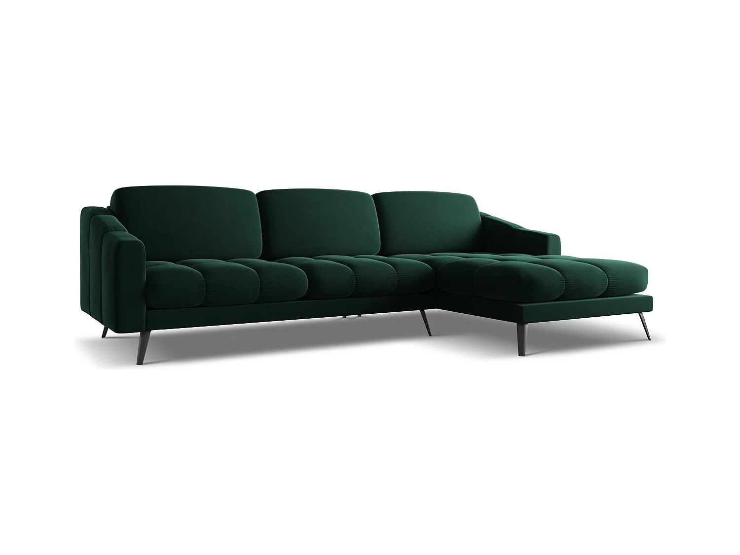 Ecksofa - Ecke Rechts - Samt - Flaschengrün - NALU