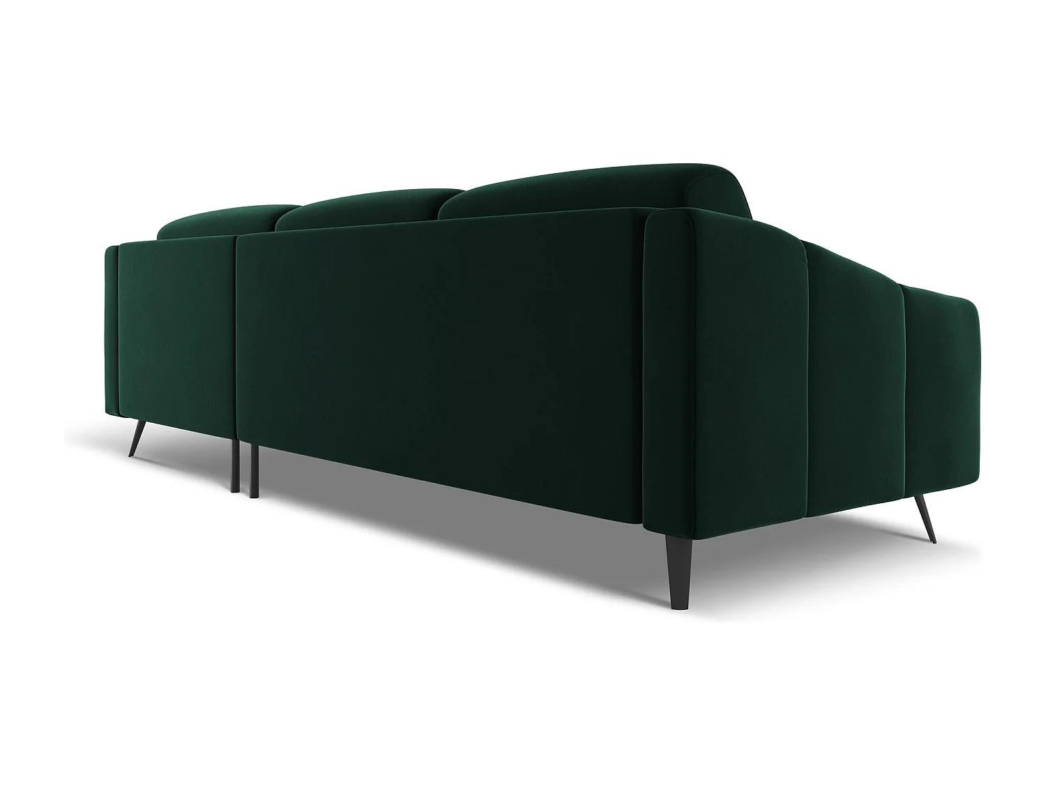 Canapé d'angle droit en velours - bouteille verte - NALU
