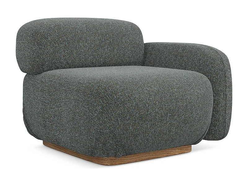 Bankmodule met armleuning rechts van staal textuurstof - AILANI