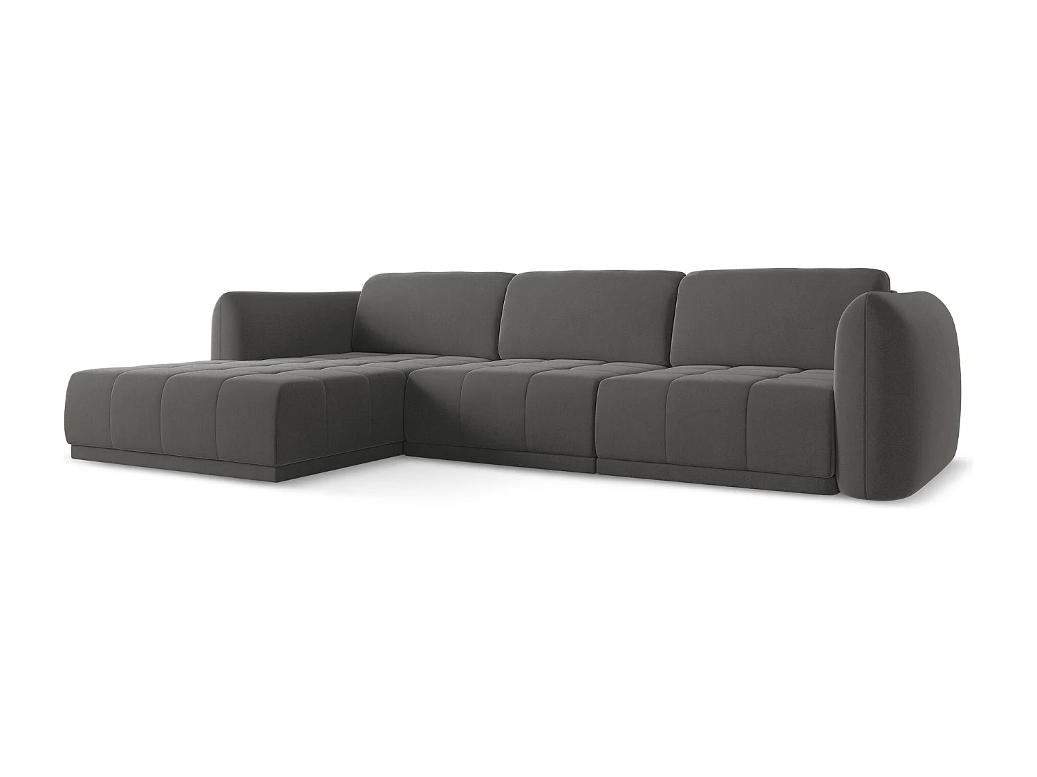 Ecksofa - Ecke Links - Samt - Stahl - HOKU