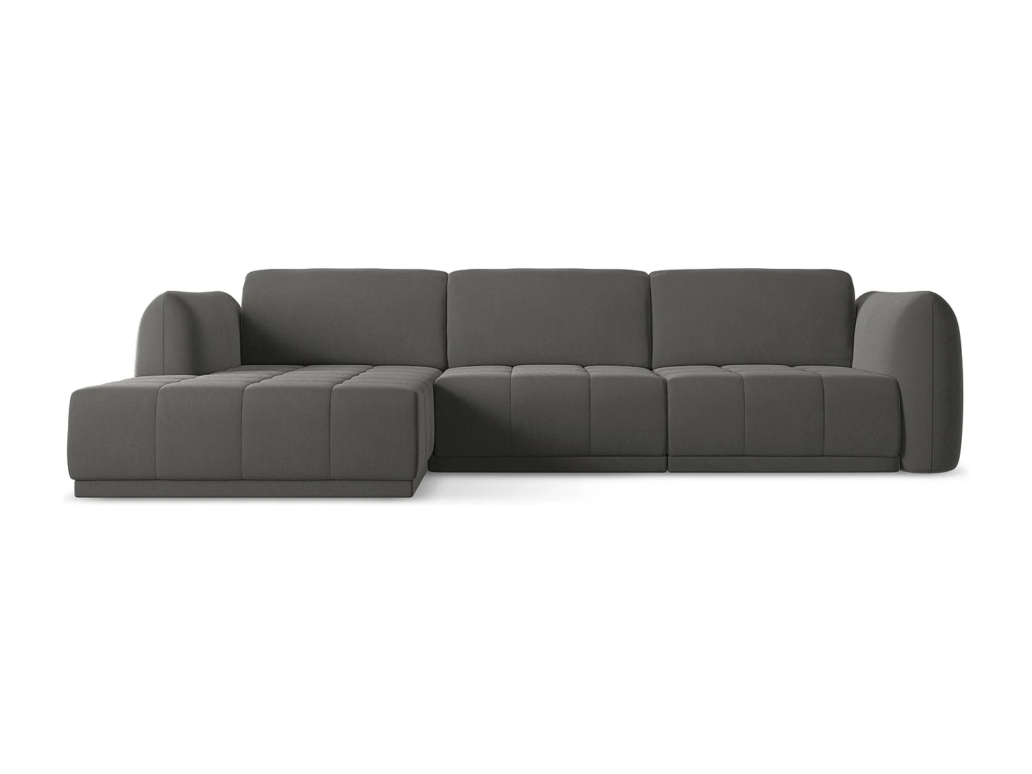 Ecksofa - Ecke Links - Samt - Stahl - HOKU